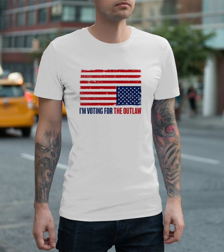 I’m Voting For The Outlaw Distressed American Flag T-Shirt