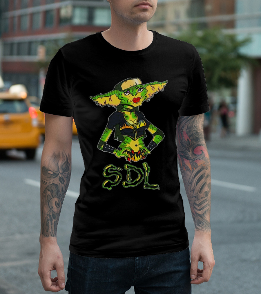 Steph De Lander SDL Gremlin Character in Punk T-Shirt