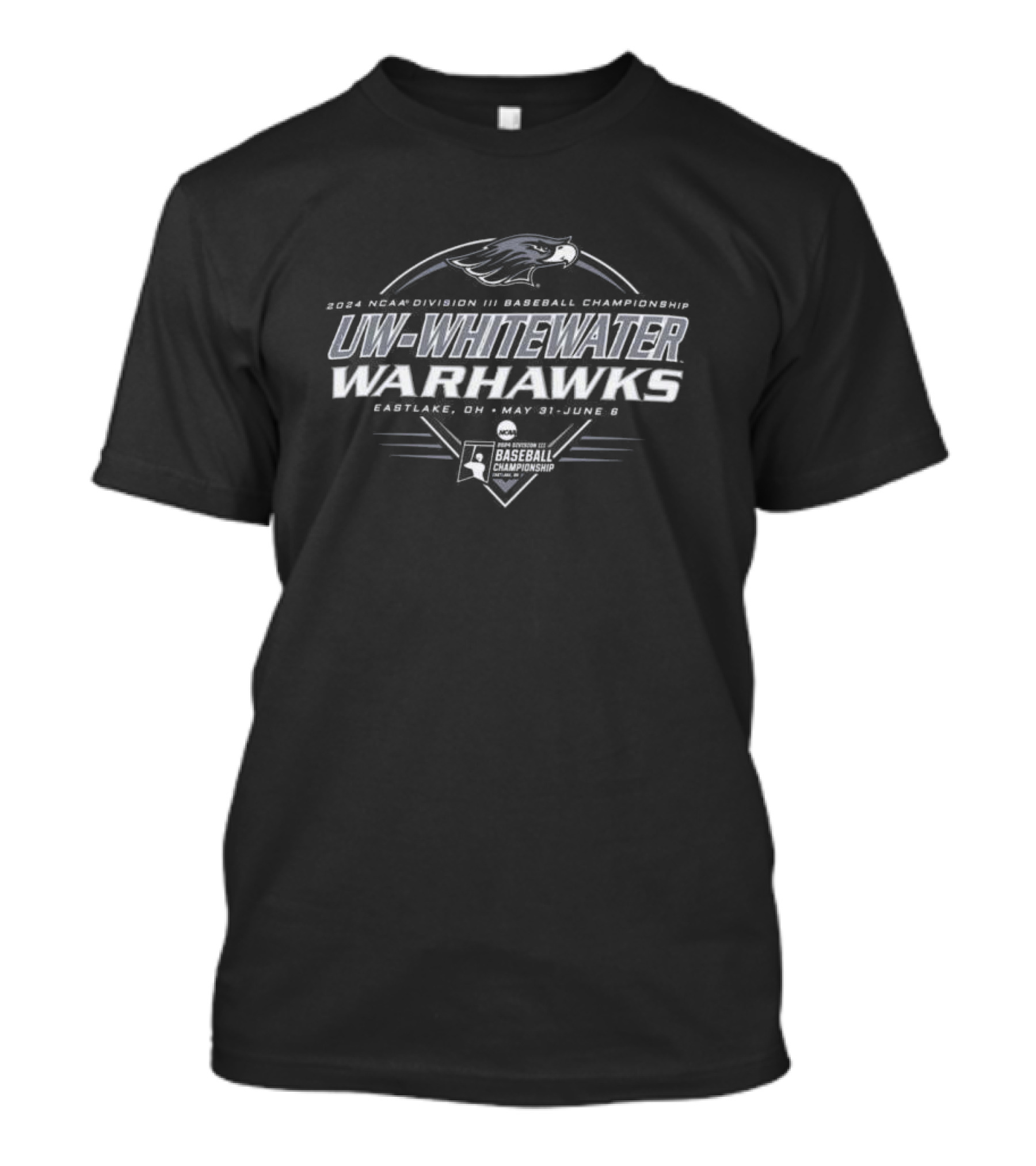 UW-Whitewater Warhawks 2024 NCAA Division III Baseball Championship Eastlake Ohio May 31 June 6 T-Shirt