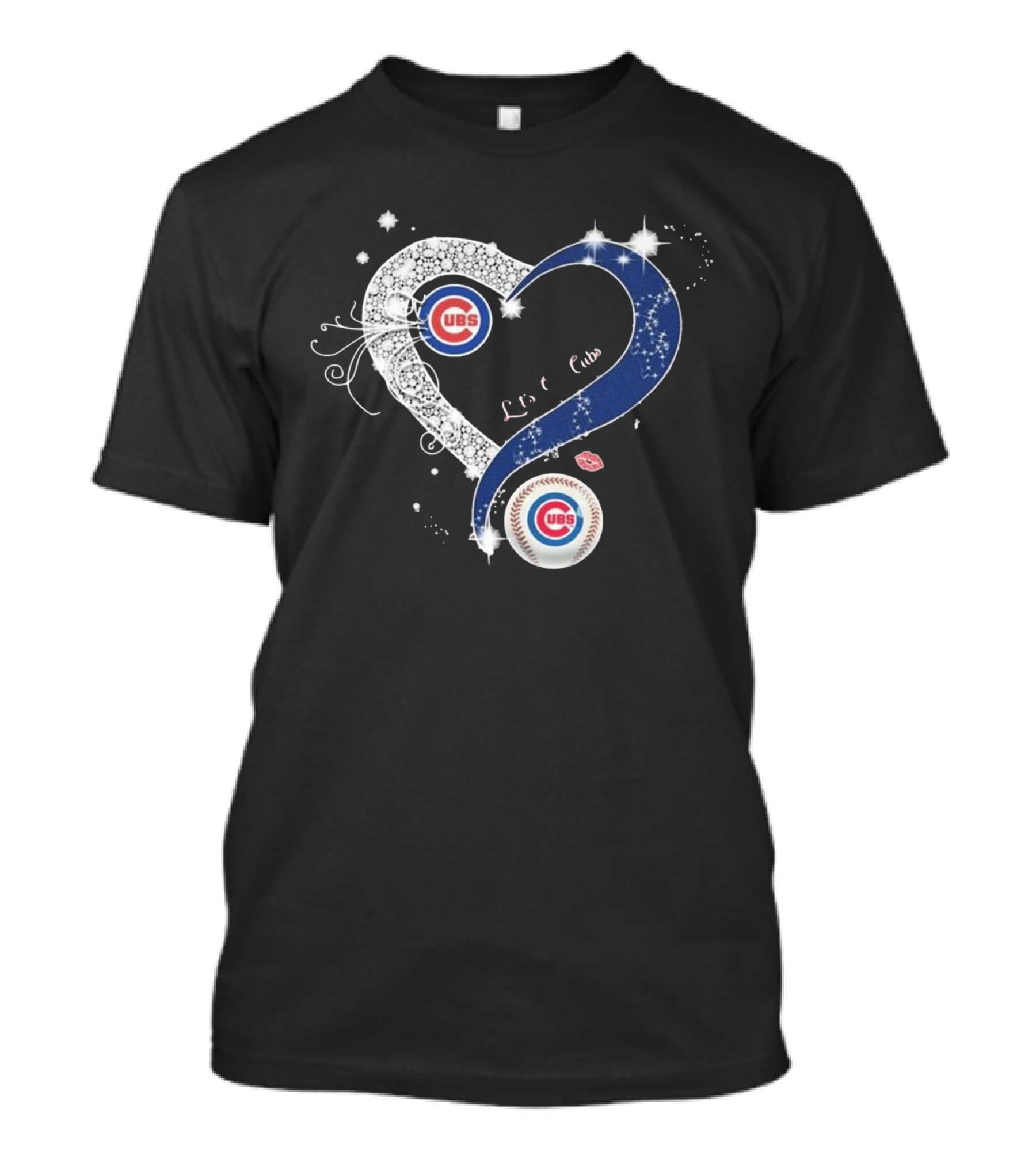 Chicago Cubs Love Heart Diamond 2024 True Fan Let's Go Cubs T-Shirt