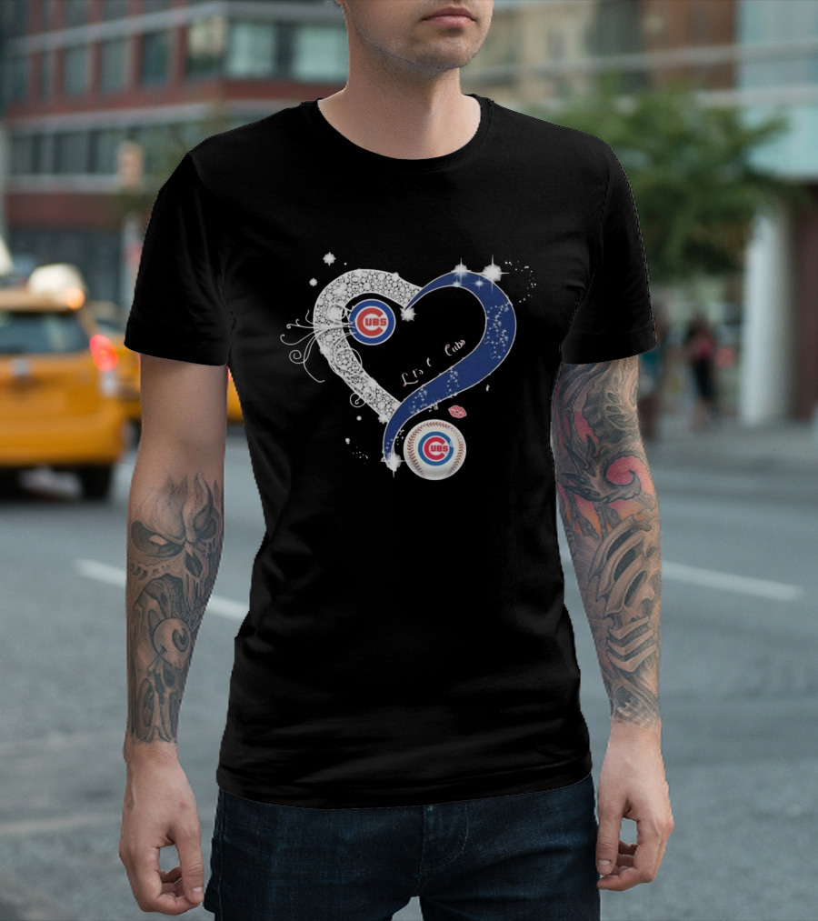Chicago Cubs Love Heart Diamond 2024 True Fan Let's Go Cubs T-Shirt
