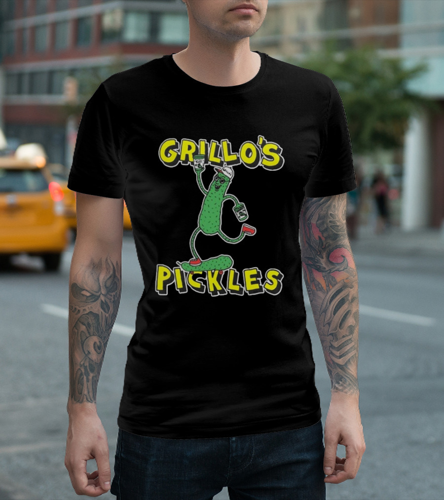 Grillo's Pickles Skateboarding Pickle Man Mike Lottie X Grillo’s T-Shirt