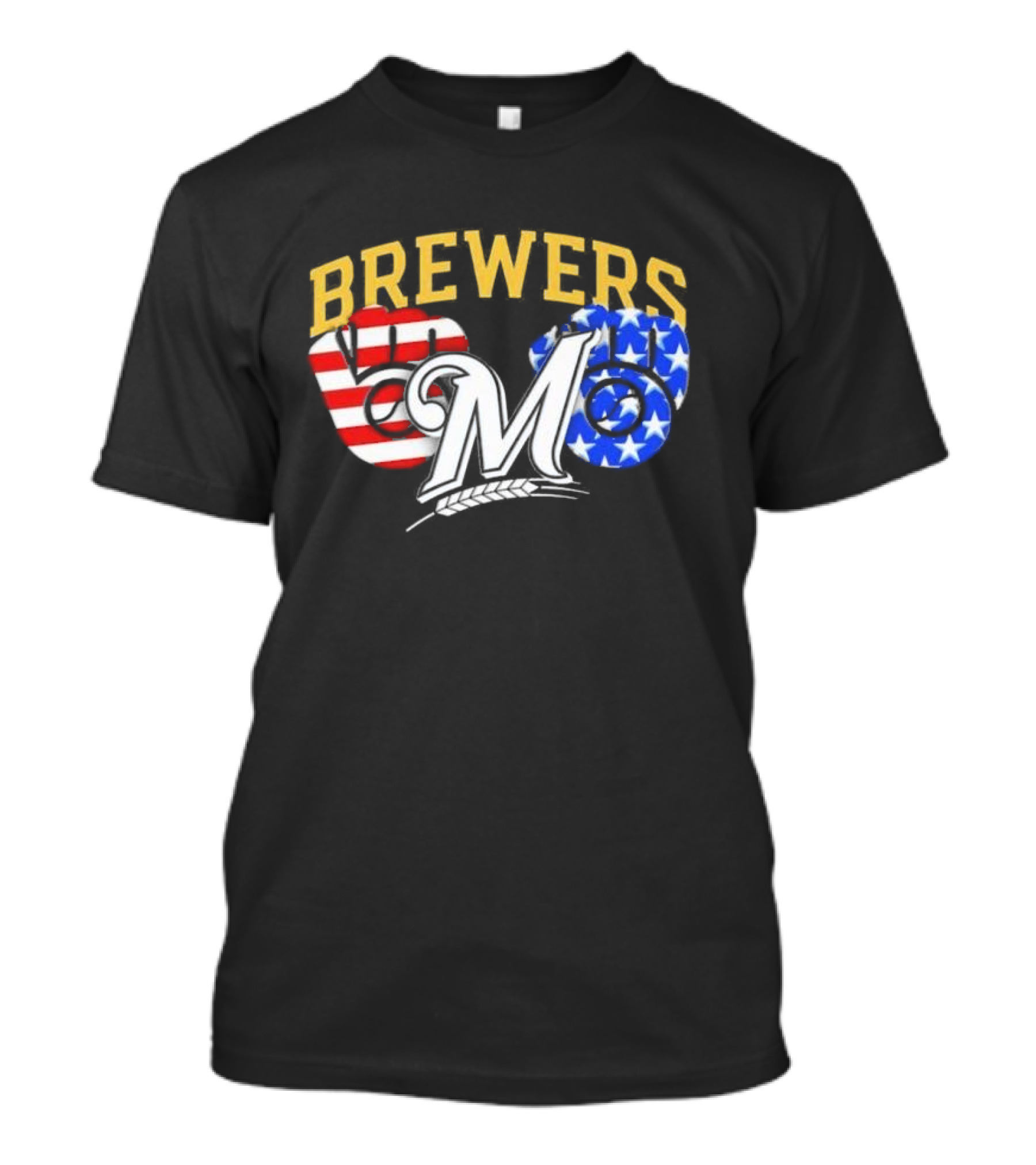 Brewers Patriotic American Flag Fists Logo 4th Of July T-Shirt