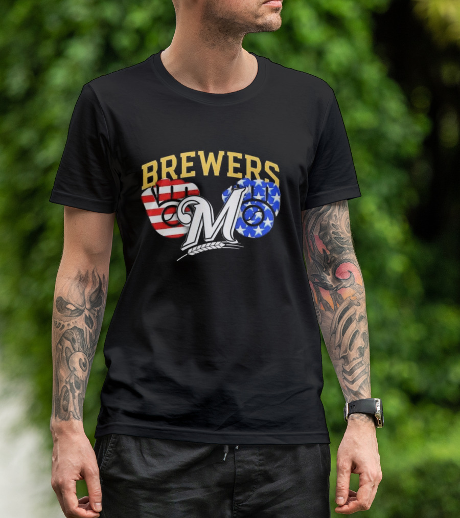 Brewers Patriotic American Flag Fists Logo 4th Of July T-Shirt