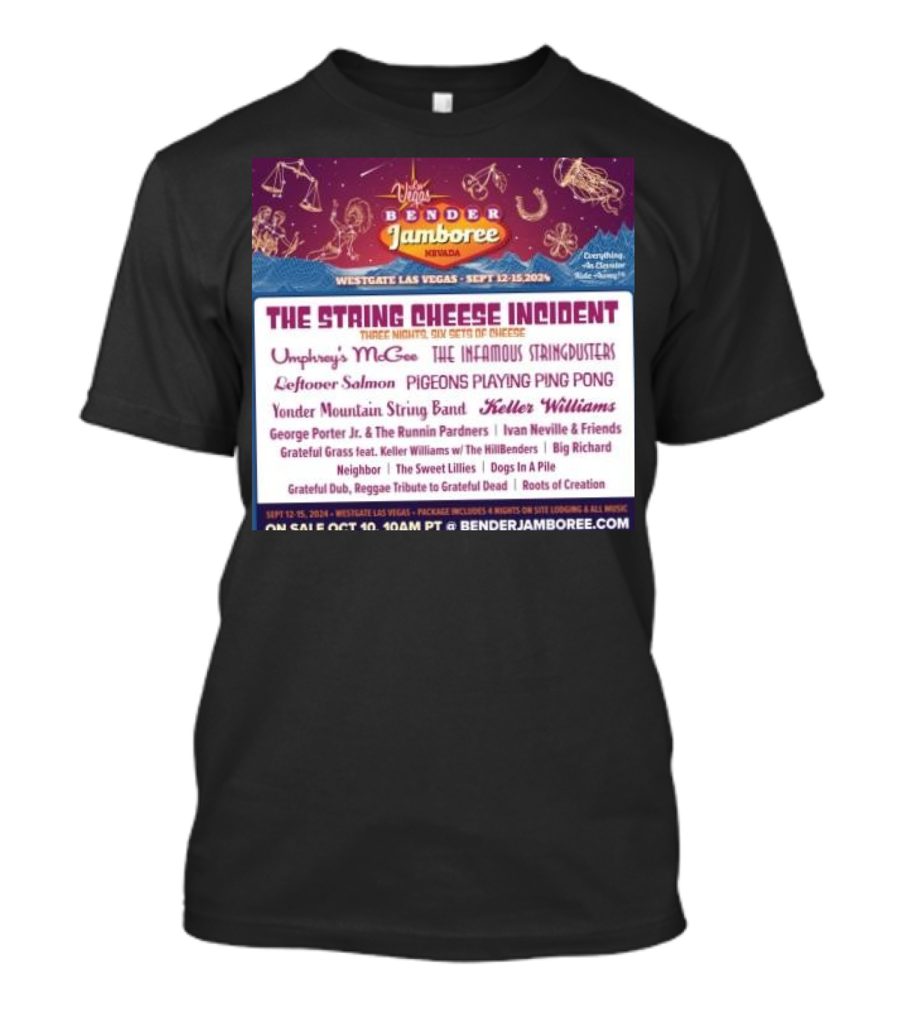 Vegas Bender Jamboree Westgate Las Vegas Sept 12-15 2024 The String Cheese Incident Six Sets Umphrey's McGee Infamous Stringdusters Pigeons Playing Ping Pong T-Shirt