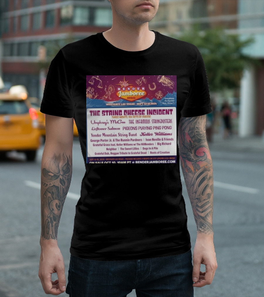 Vegas Bender Jamboree Westgate Las Vegas Sept 12-15 2024 The String Cheese Incident Six Sets Umphrey's McGee Infamous Stringdusters Pigeons Playing Ping Pong T-Shirt