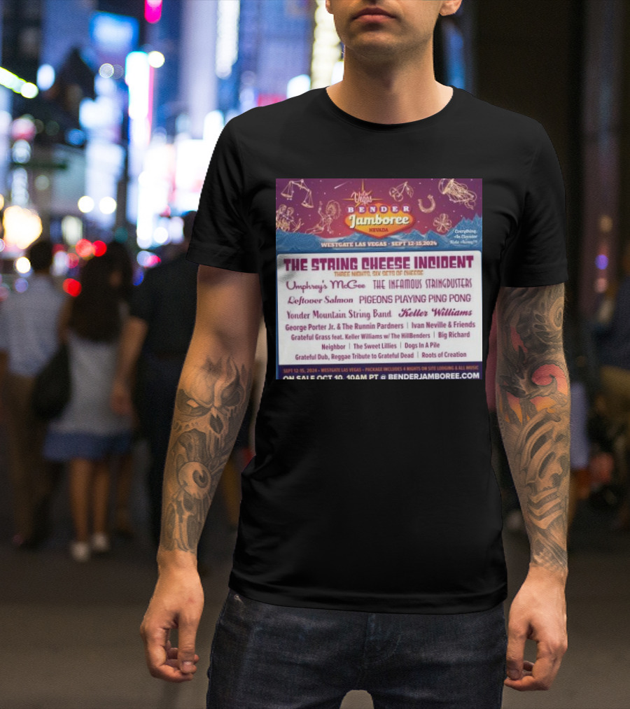 Vegas Bender Jamboree Westgate Las Vegas Sept 12-15 2024 The String Cheese Incident Six Sets Umphrey's McGee Infamous Stringdusters Pigeons Playing Ping Pong T-Shirt