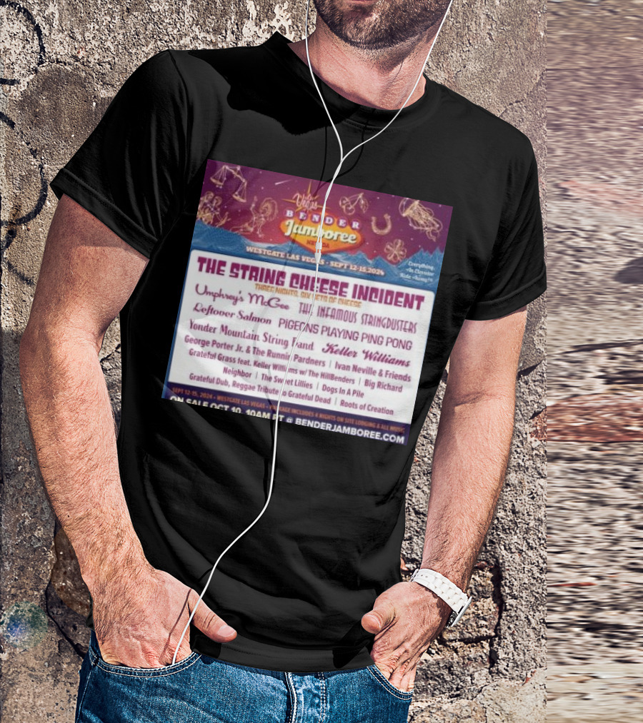 Vegas Bender Jamboree Westgate Las Vegas Sept 12-15 2024 The String Cheese Incident Six Sets Umphrey's McGee Infamous Stringdusters Pigeons Playing Ping Pong T-Shirt