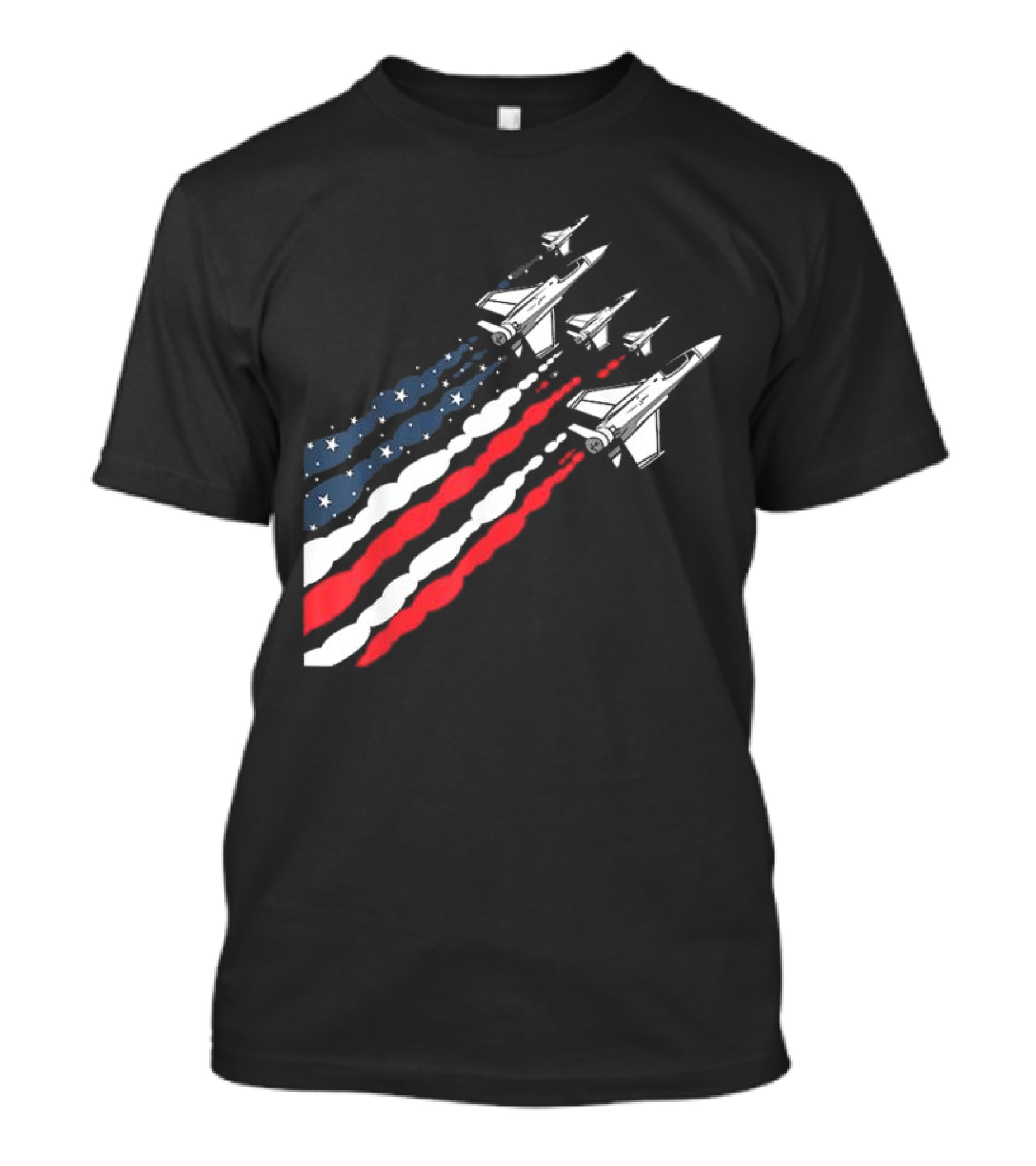 Vintage Patriotic Fighter Jet Airplane With American Flag Trail T-Shirt
