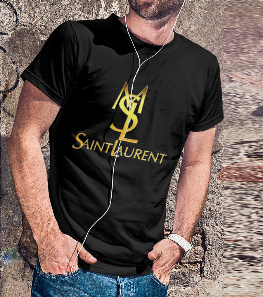 MSL Saint Laurent Gold Branding T-Shirt