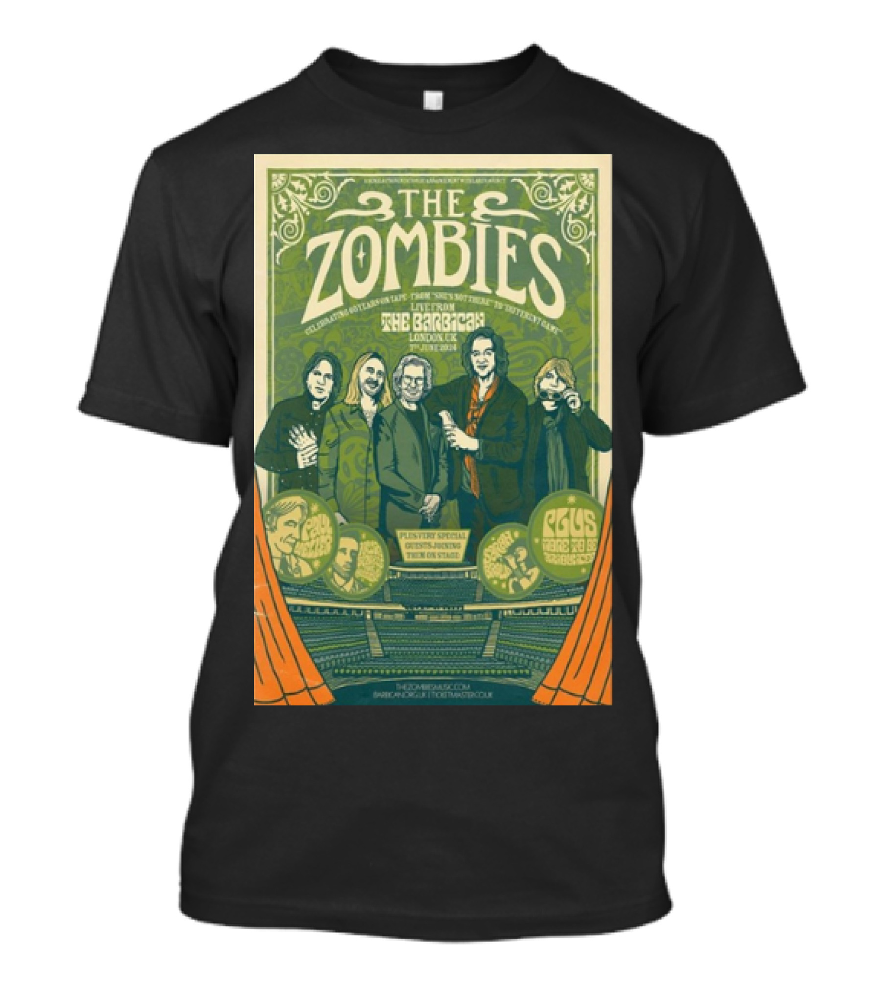 The Zombies Featuring The Rubettes The Barbican London UK June 7 2024 Plus Special Guests Colin Blunstone Rod Argent T-Shirt