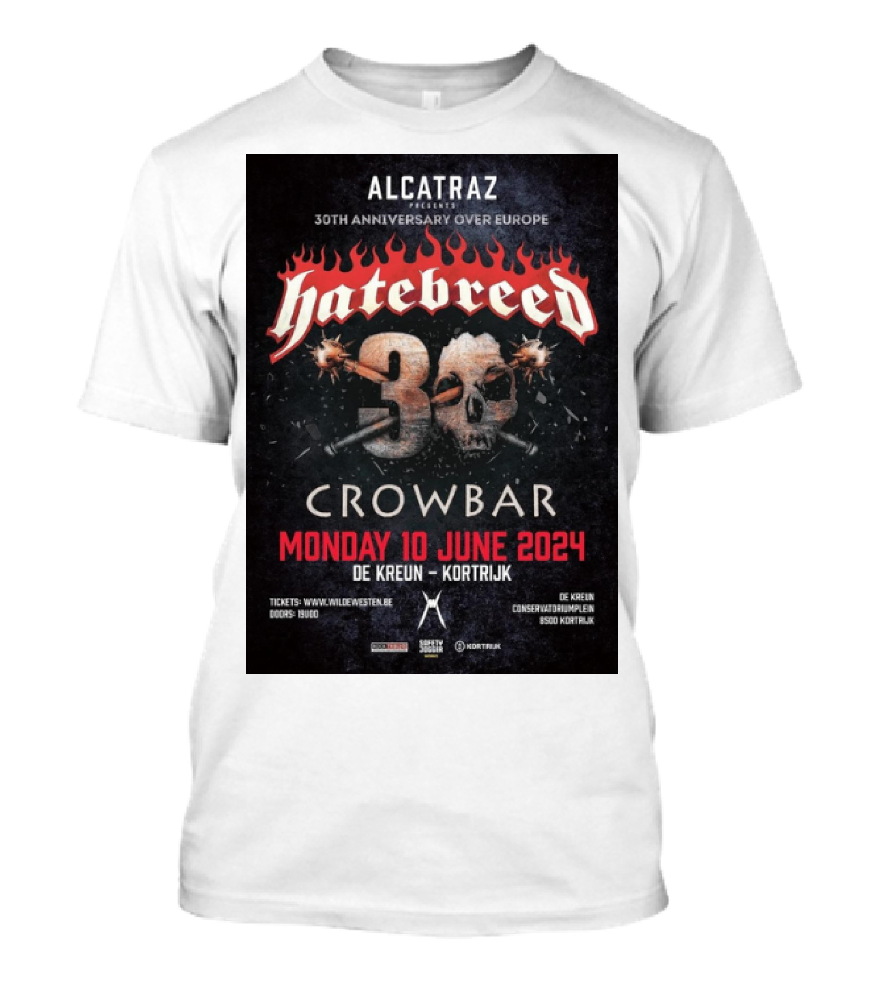 Alcatraz Presents Hatebreed 30th Anniversary Over Europe Crowbar 10 June 2024 De Kreun Kortrijk T-Shirt