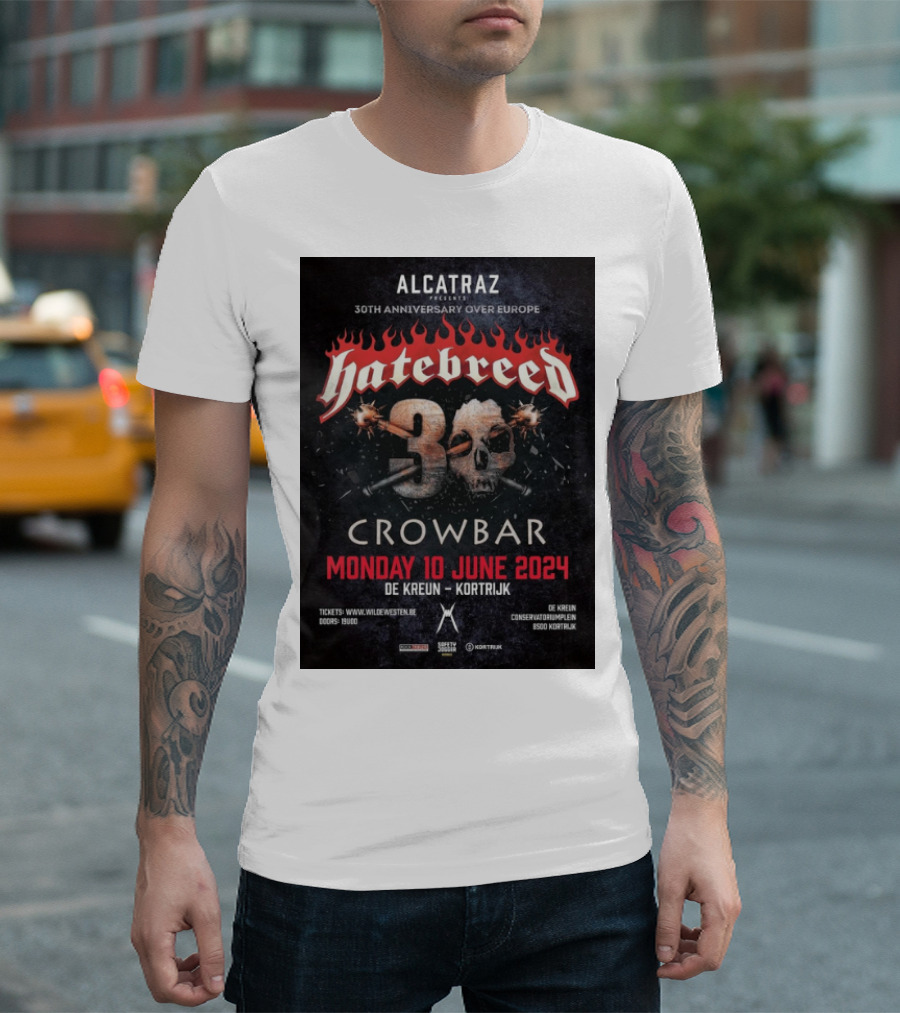 Alcatraz Presents Hatebreed 30th Anniversary Over Europe Crowbar 10 June 2024 De Kreun Kortrijk T-Shirt