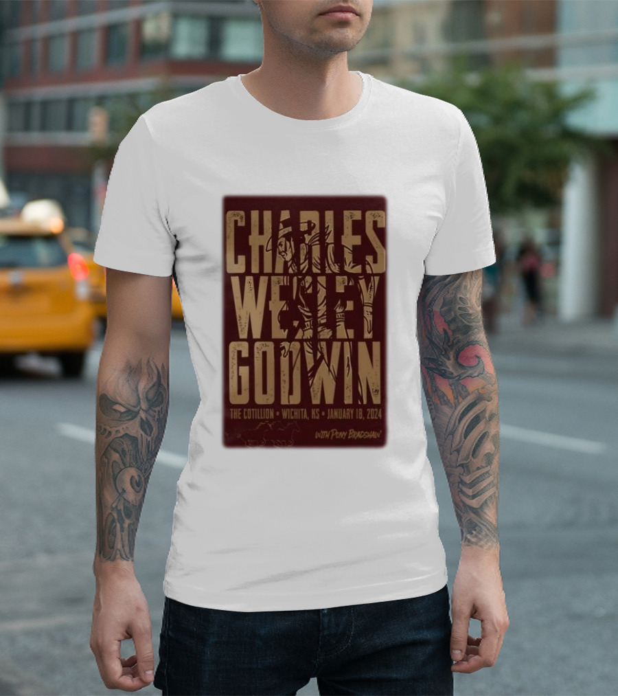 Charles Wesley Godwin The Cotillion Wichita KS January 18 2024 with Pony Bradshaw T-Shirt