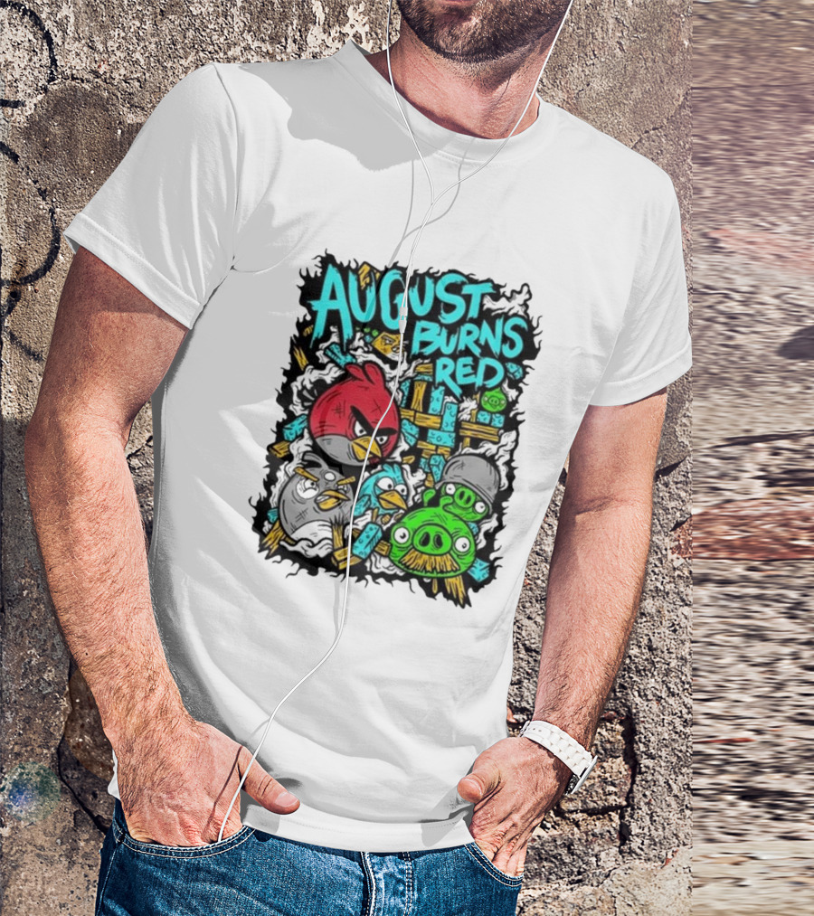 August Burns Red Angry Birds Throwback Collage With Pigs And Birds T-Shirt