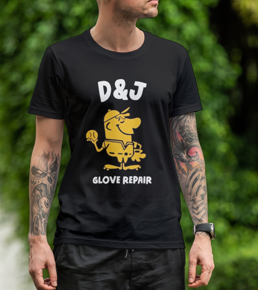 D&J Glove Repair Jimmy Lonetti Baseball Character T-Shirt