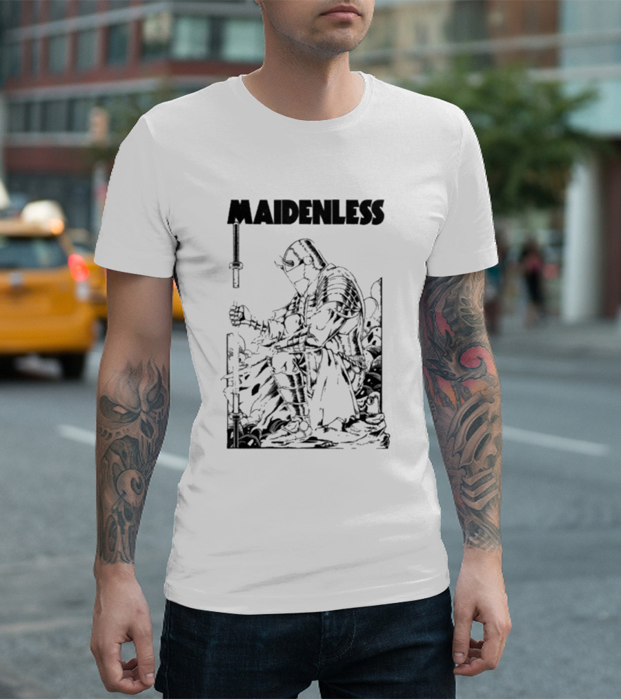 Maidenless Vintage Knight Artwork In Monochrome T-Shirt