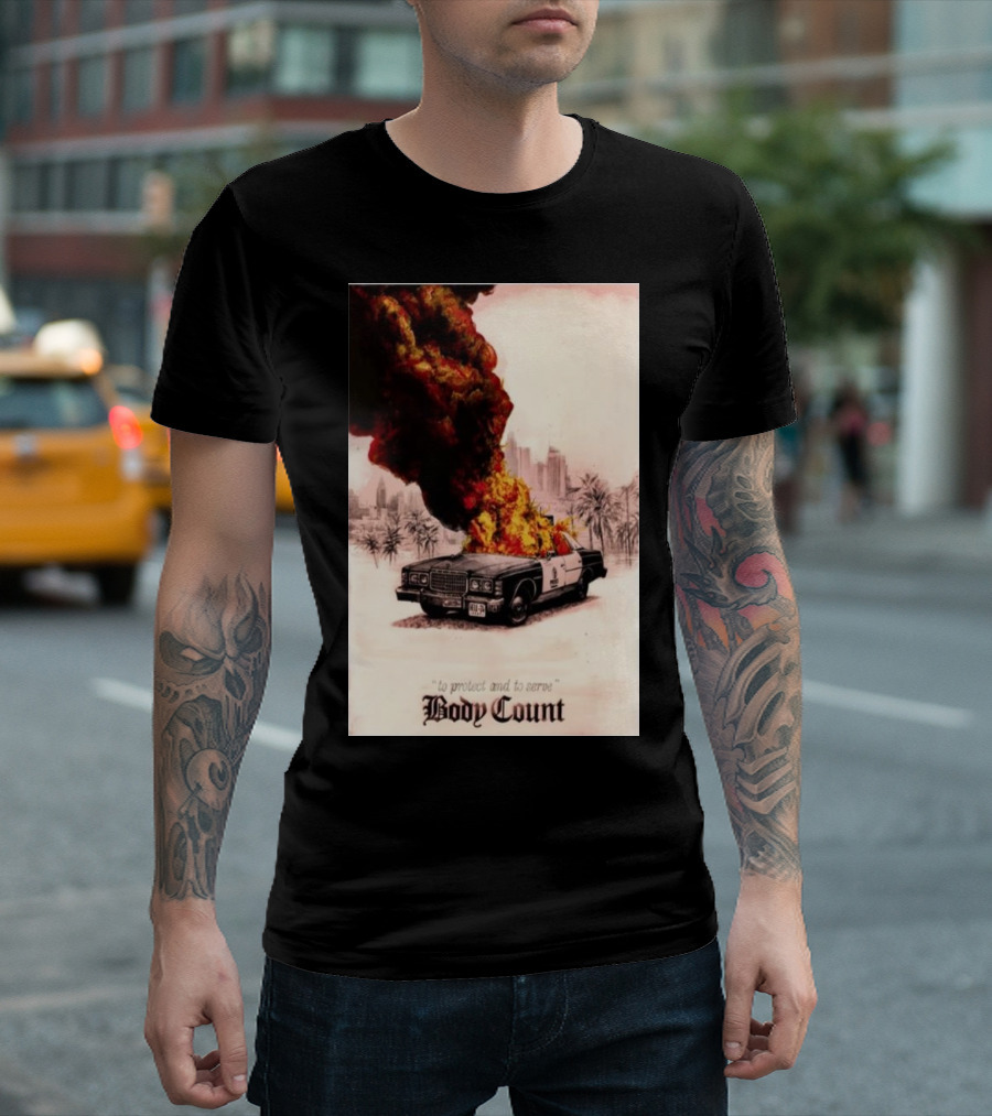 Body Count June 28 2024 Hellfest Clisson France Exploding Police Car T-Shirt