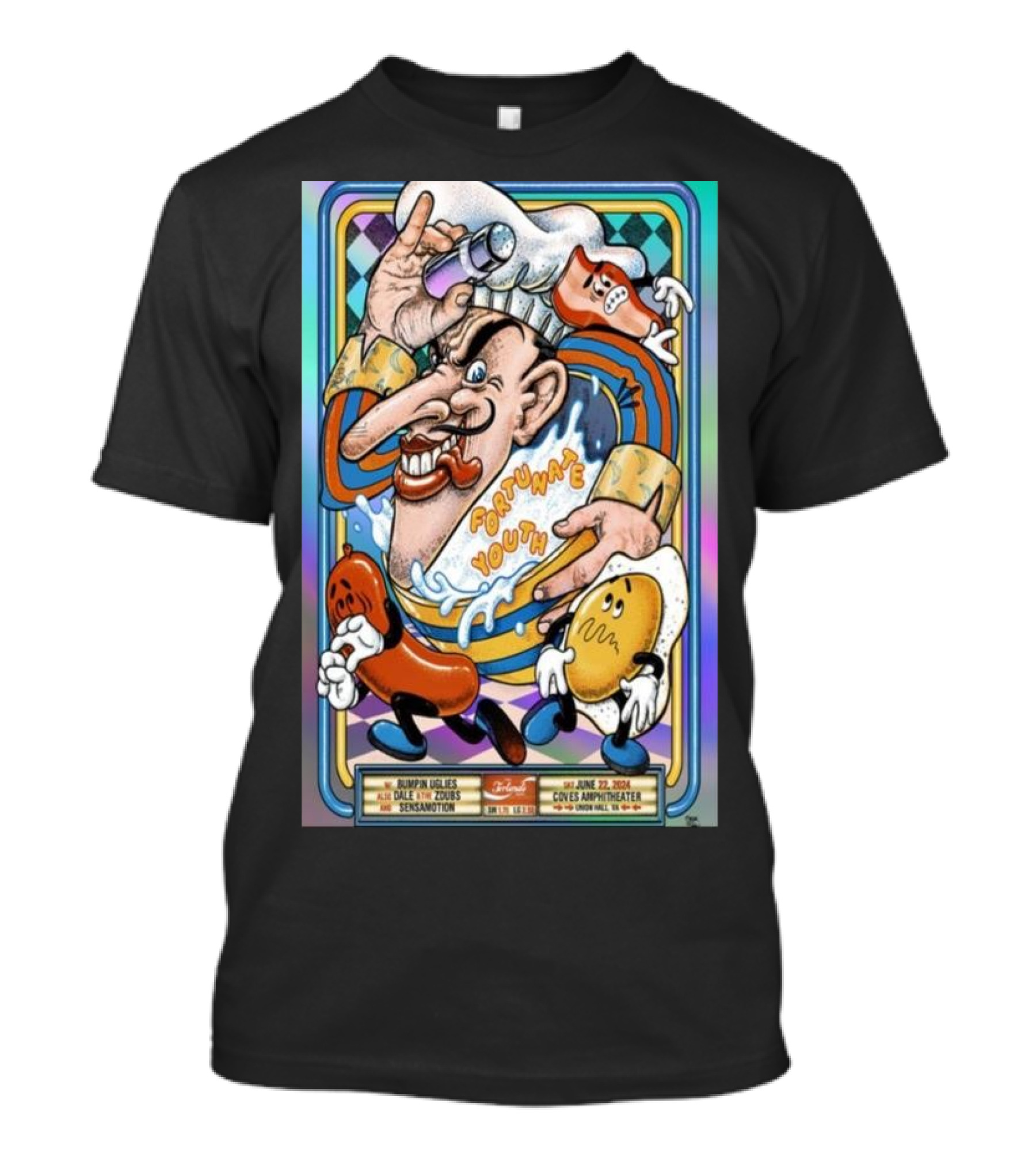 Ralphie Doodles Fortunate Youth June 22 2024 Cohoes Amphitheater T-Shirt