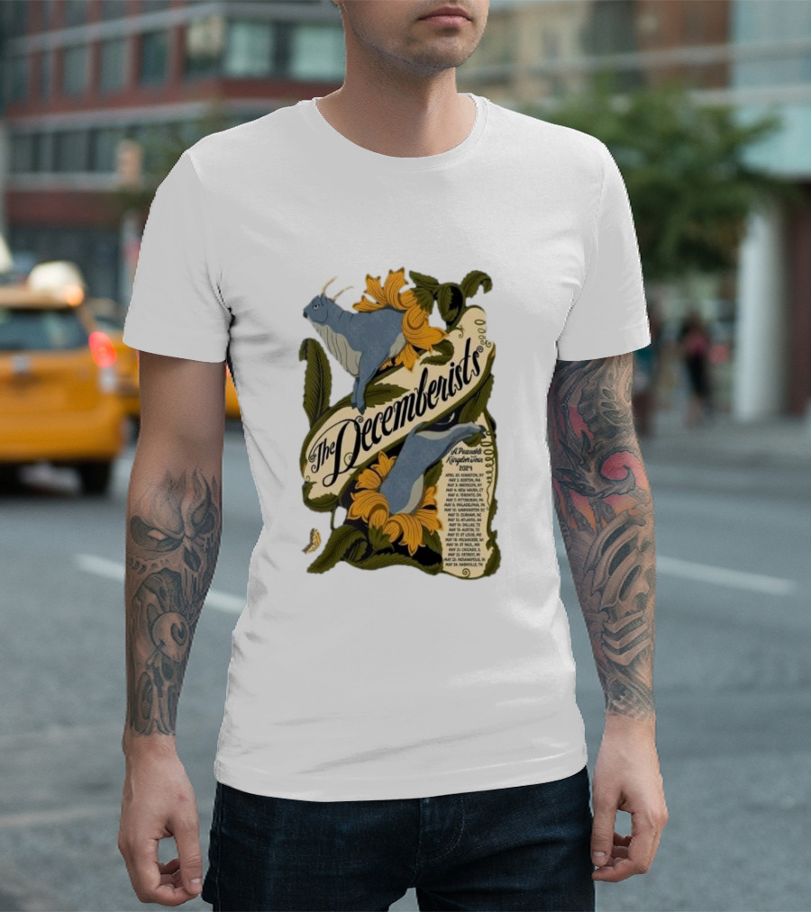 The Decemberists A Peaceable Kingdom Tour May 2024 Goat Flower Motif T-Shirt