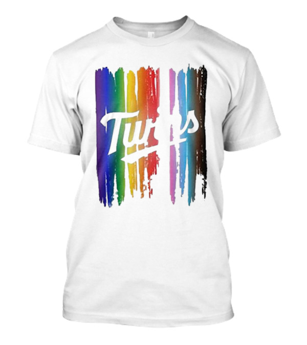 Twins Pride Day Rainbow Brush Strokes T-Shirt