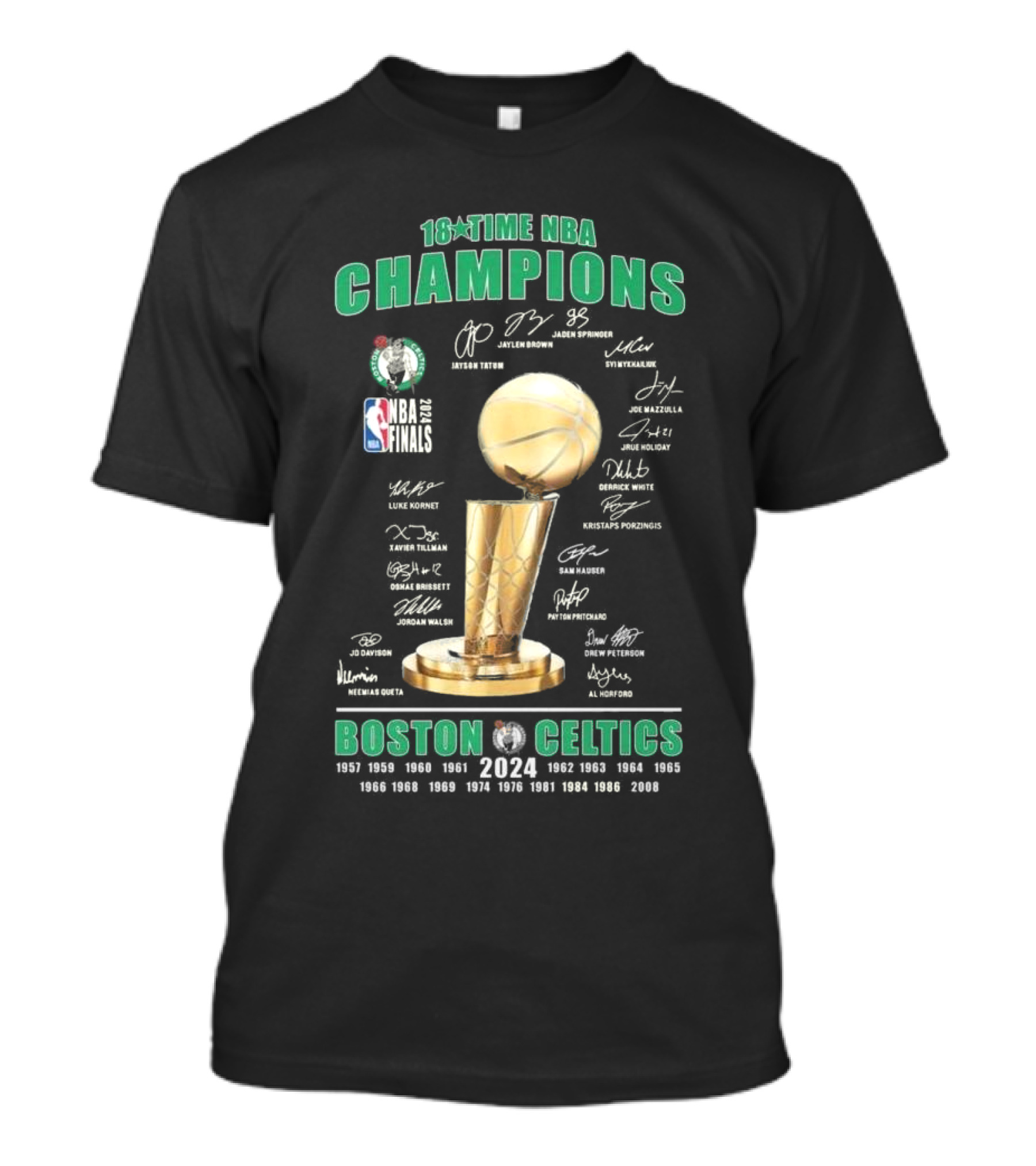 Boston Celtics 18-Time NBA Champions 2023-2024 NBA Finals Players’ Signatures T-Shirt