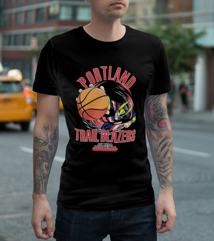 Portland Trail Blazers My Hero Academia All Might Basketball Smash T-Shirt