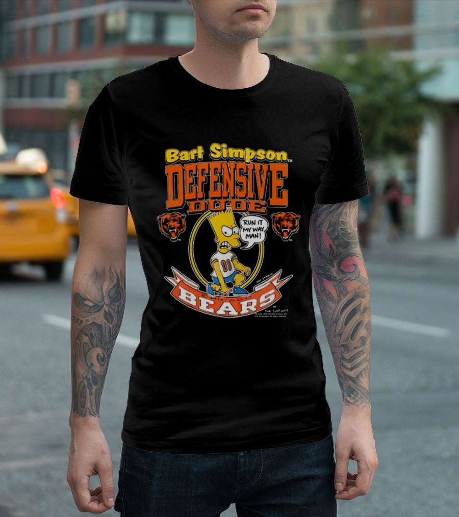 Bart Simpson Defensive Dude Bears Run It My Way Man T-Shirt