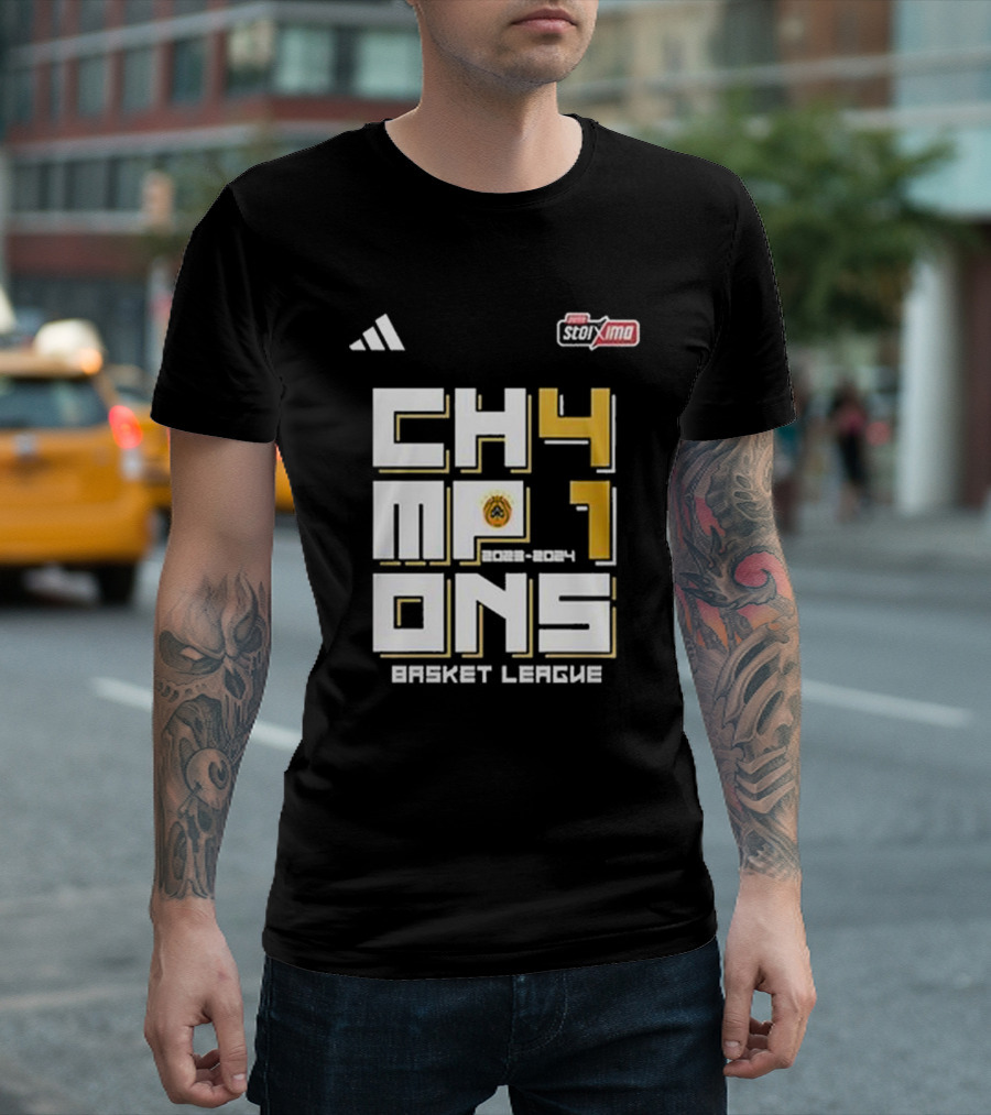 CH4MP10NS 2023-2024 Basket League Panathinaikos BC Stoixima T-Shirt