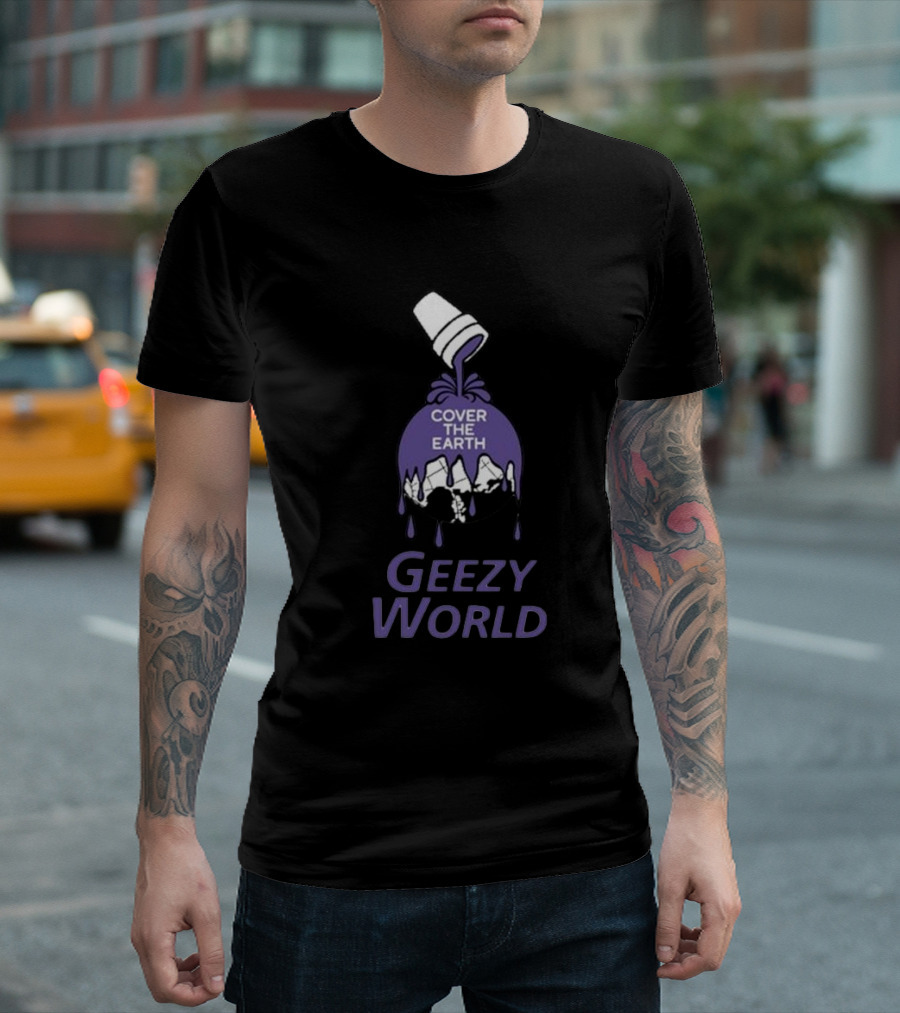Cover The Earth Geezy World Purple Paint Cup T-Shirt