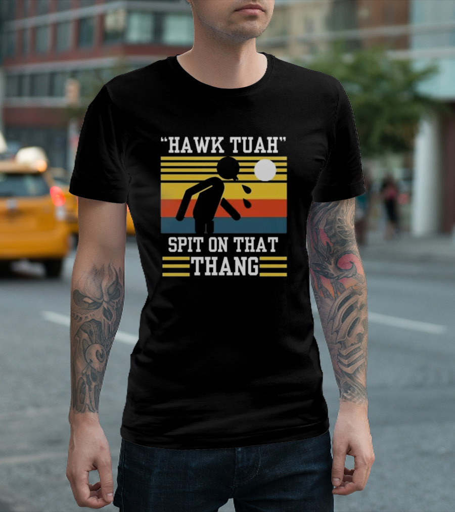 HAWK TUAH SPIT ON THAT THANG VINTAGE RETRO STRIPES T-Shirt