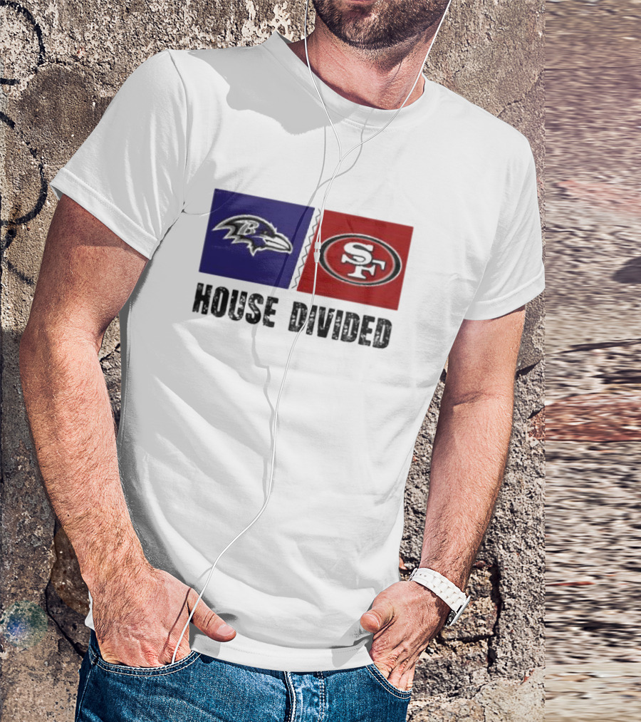 Baltimore Ravens Vs San Francisco 49Ers House Divided 2024 Showdown T-Shirt