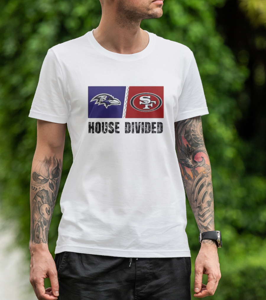 Baltimore Ravens Vs San Francisco 49Ers House Divided 2024 Showdown T-Shirt