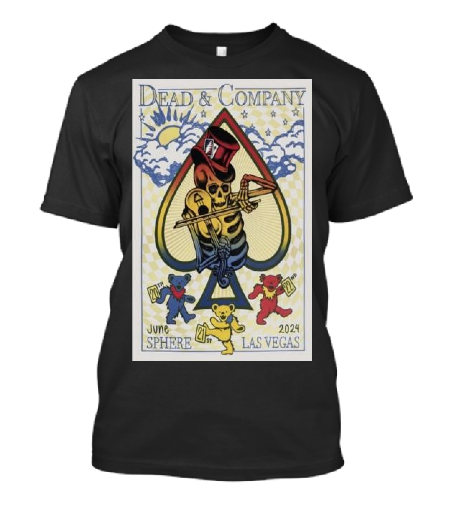 Dead And Company June 20-22 2024 Sphere Las Vegas Spade Skeleton Bears T-Shirt