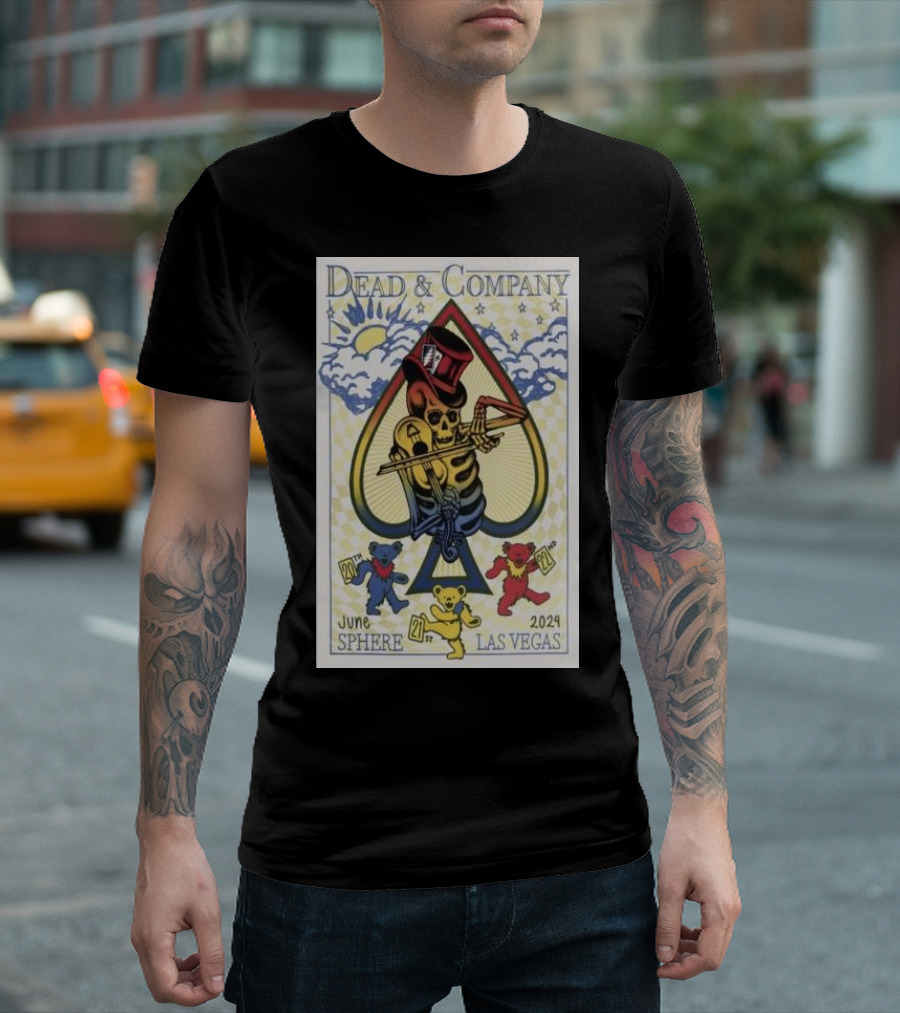 Dead And Company June 20-22 2024 Sphere Las Vegas Spade Skeleton Bears T-Shirt