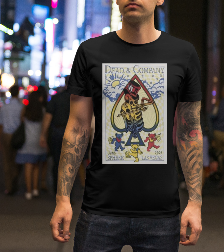 Dead And Company June 20-22 2024 Sphere Las Vegas Spade Skeleton Bears T-Shirt