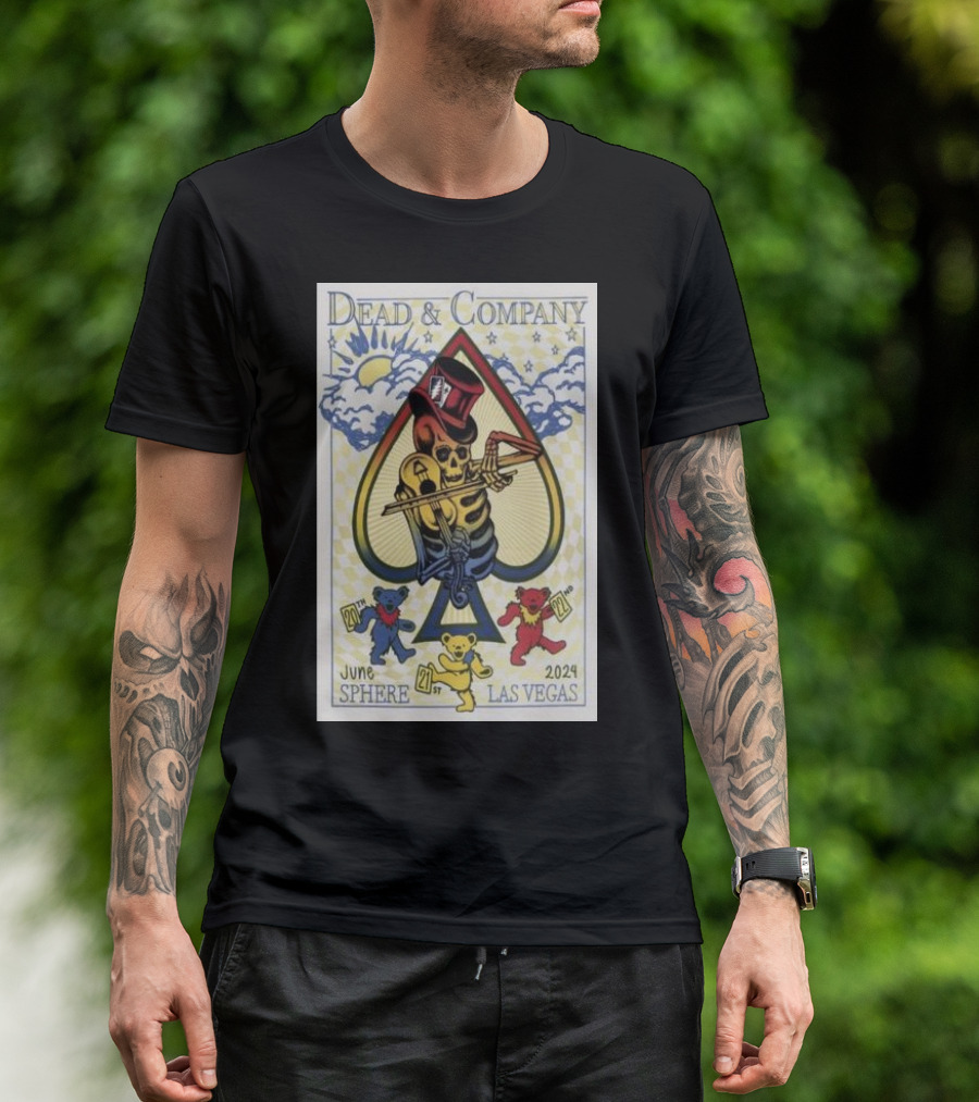 Dead And Company June 20-22 2024 Sphere Las Vegas Spade Skeleton Bears T-Shirt