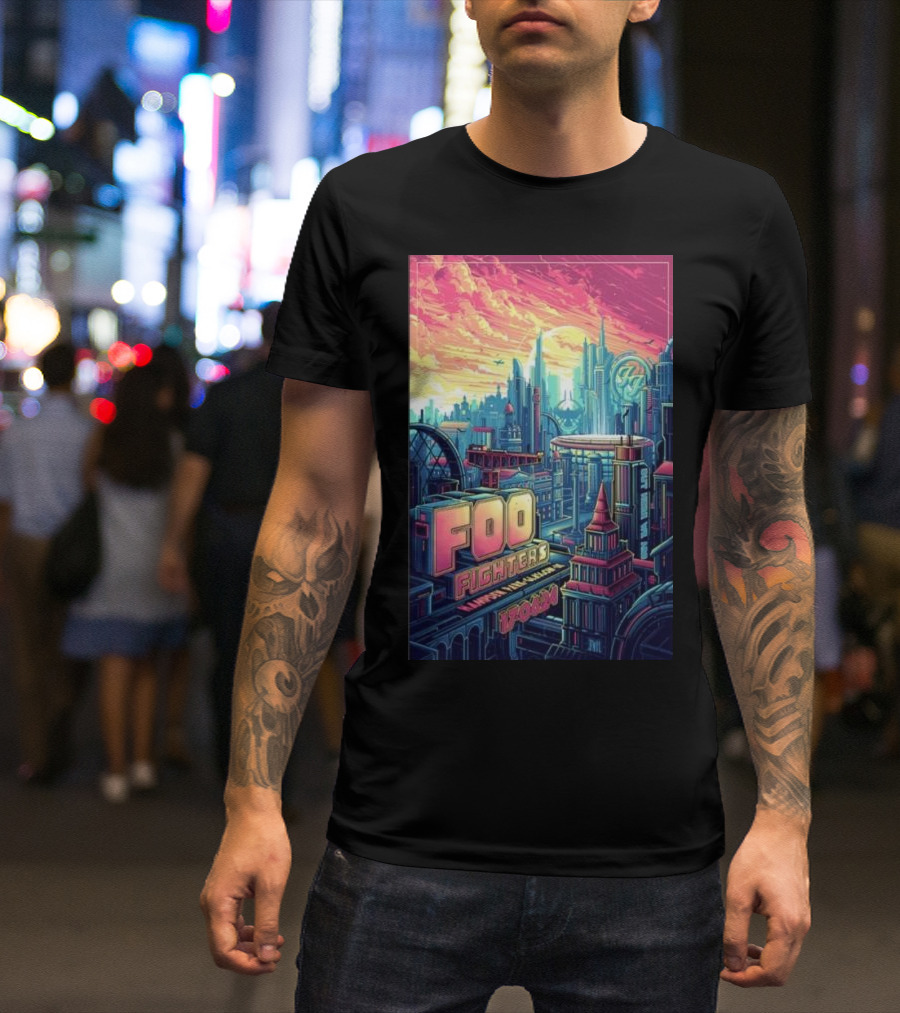 Foo Fighters Hampden Park June 17 2024 Futuristic Cityscape Concert T-Shirt