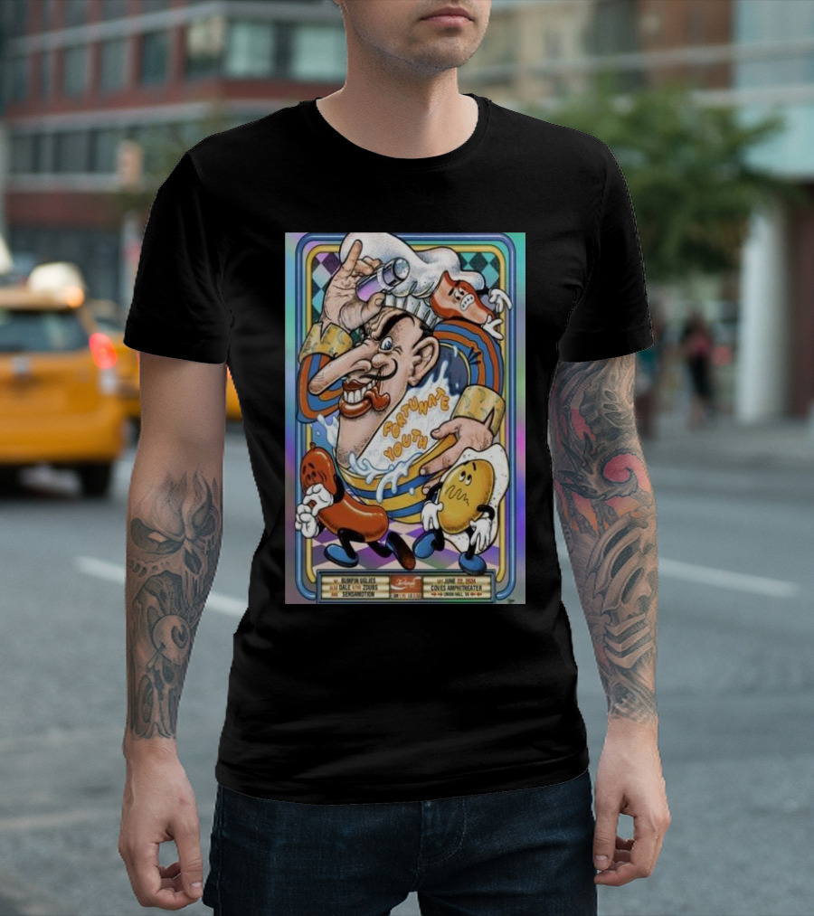 Fortunate Youth Live June 22 2024 The Coves Amphitheater Union Hall VA Trippy Cartoon T-Shirt