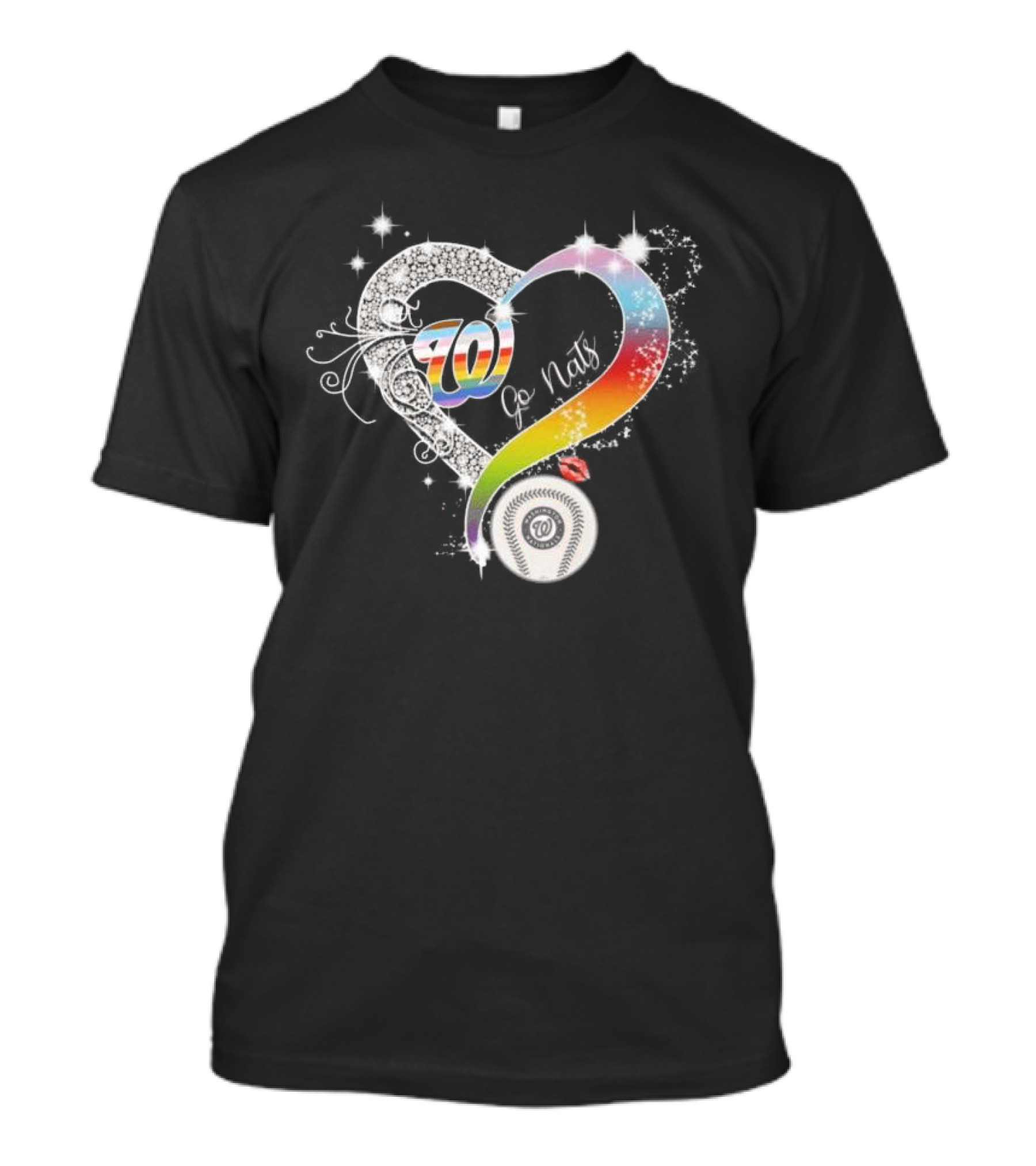 70 Go Nats Heart Diamonds Baseball T-Shirt
