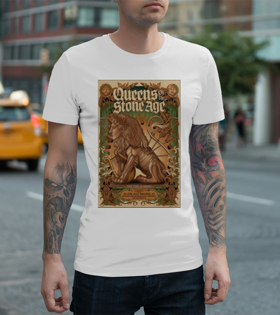 Queens Of The Stone Age The End Is Nero 20 Jun 2024 Madrid ES Real Botanical Garden Concert T-Shirt
