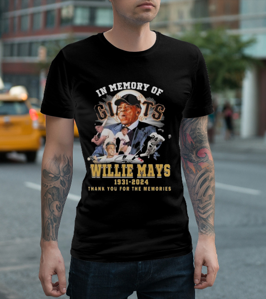 In Memory Of Willie Mays Giants 1931-2024 Thank You For The Memories T-Shirt