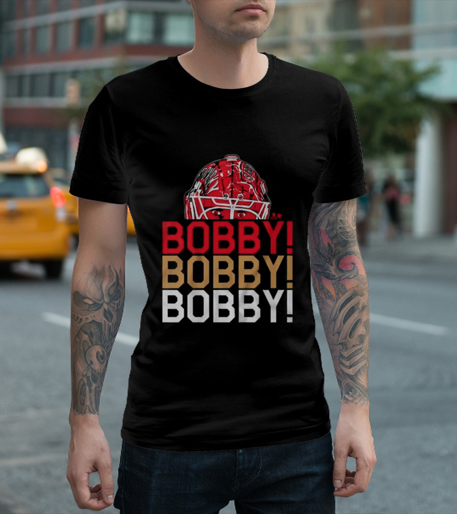 BOBBY BOBBY BOBBY Chant Featuring Sergei Bobrovsky Helmet T-Shirt