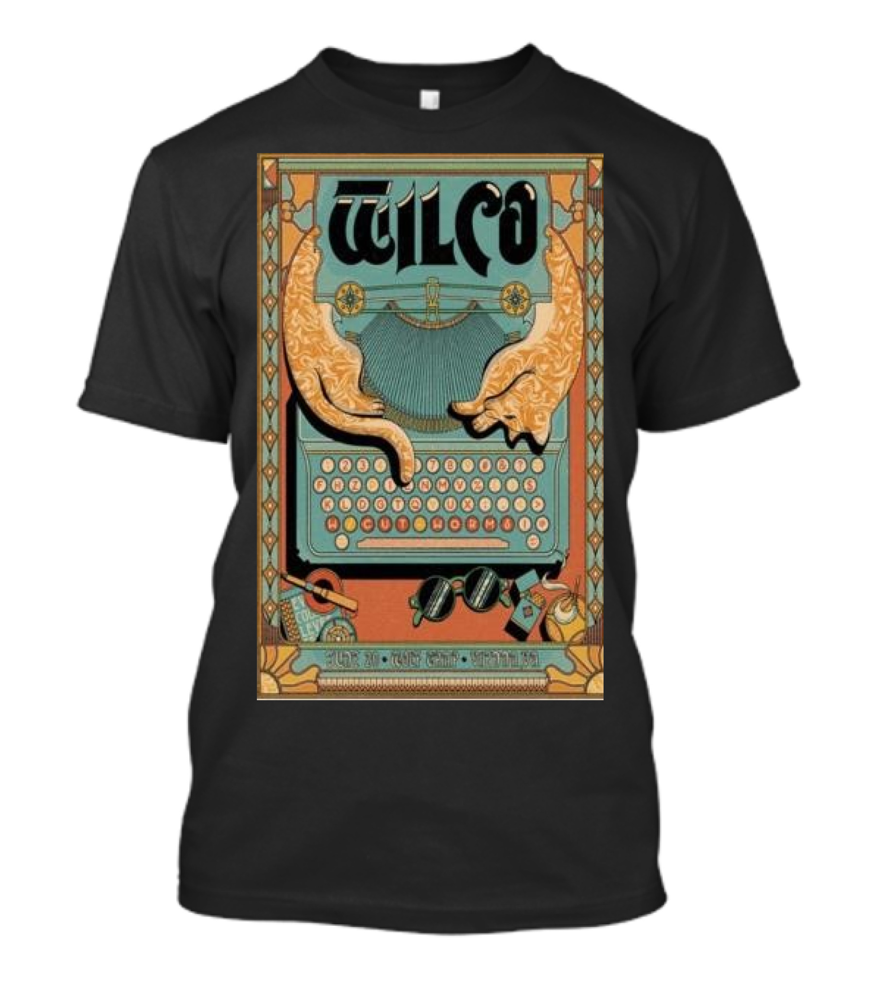 Wilco Vintage Typewriter Cats June 20 2024 Wolf Trap Vienna VA T-Shirt