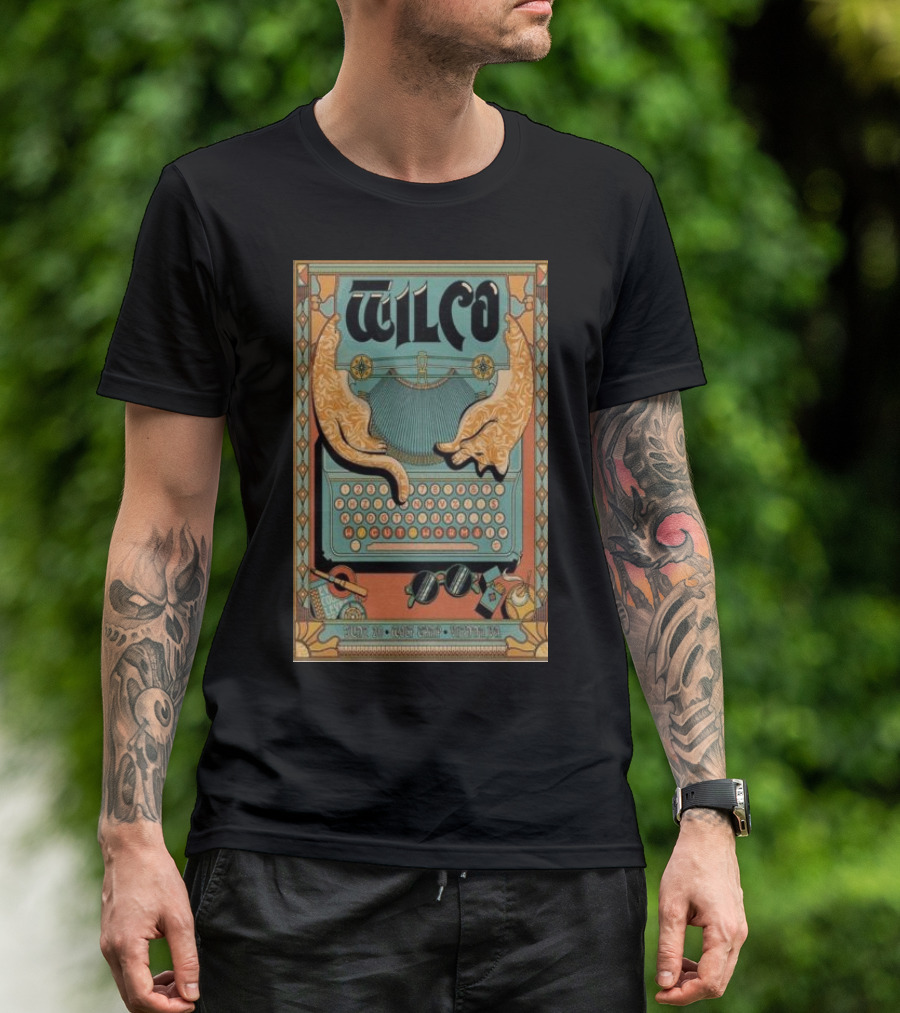 Wilco Vintage Typewriter Cats June 20 2024 Wolf Trap Vienna VA T-Shirt