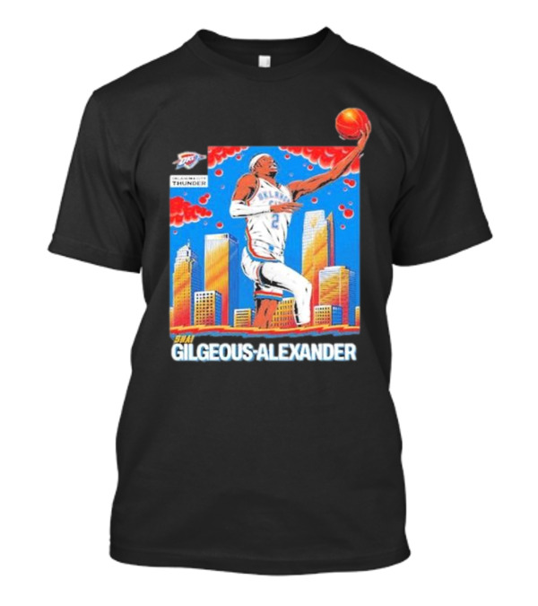 Oklahoma City Thunder Shai Gilgeous-Alexander Skyline Basketball Playoff T-Shirt