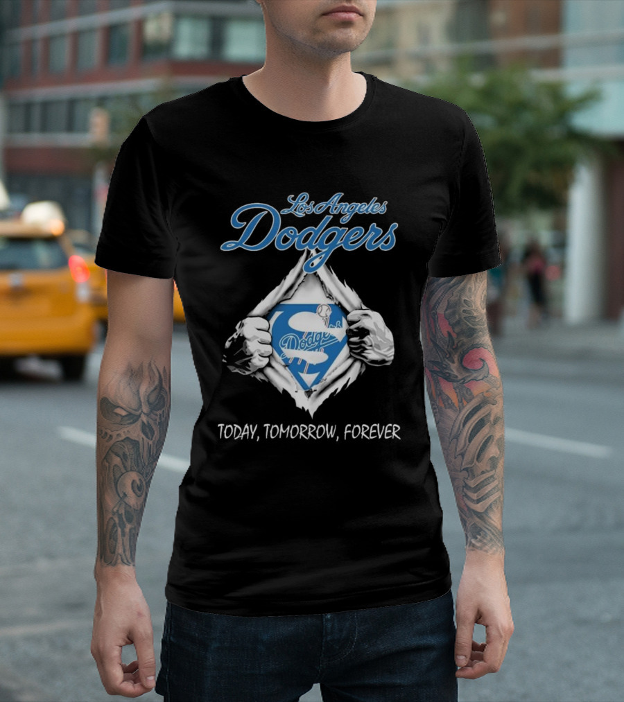 Los Angeles Dodgers Today Tomorrow Forever Baseball Superhero T-Shirt