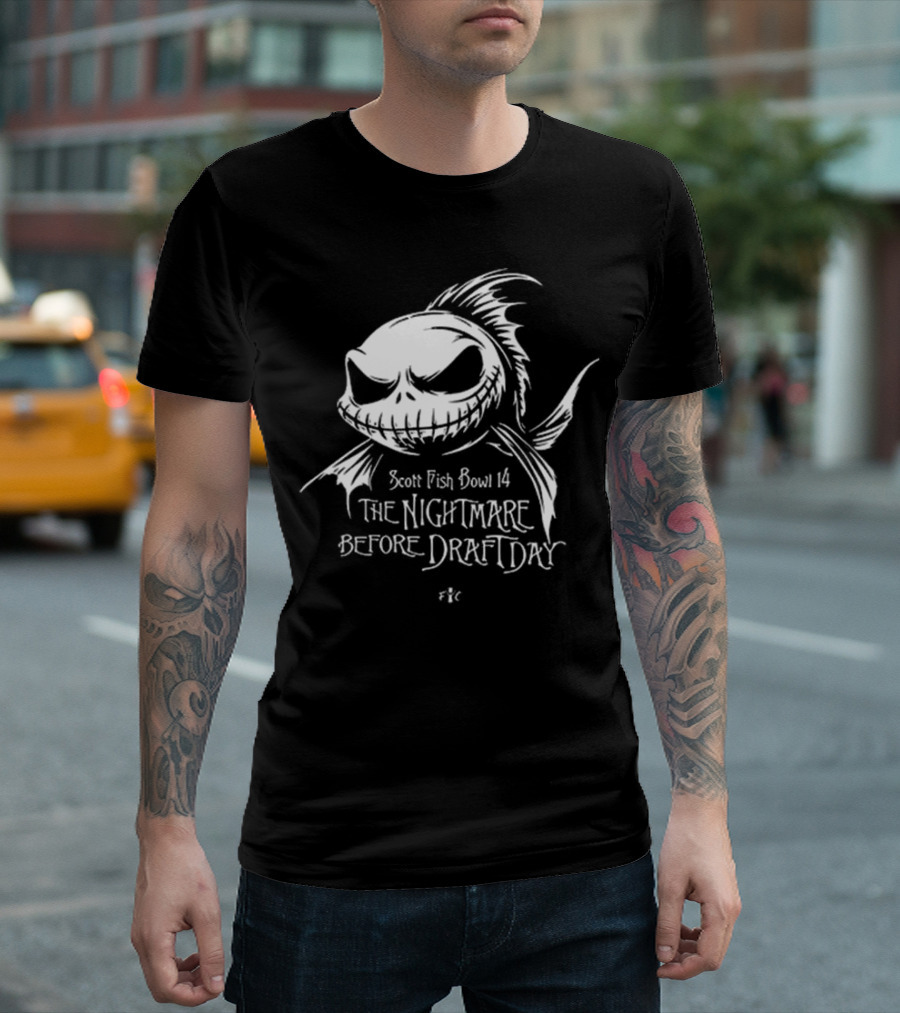 Scott Fish Bowl 14 The Nightmare Before Draft Day Jack Skellington Sketch T-Shirt
