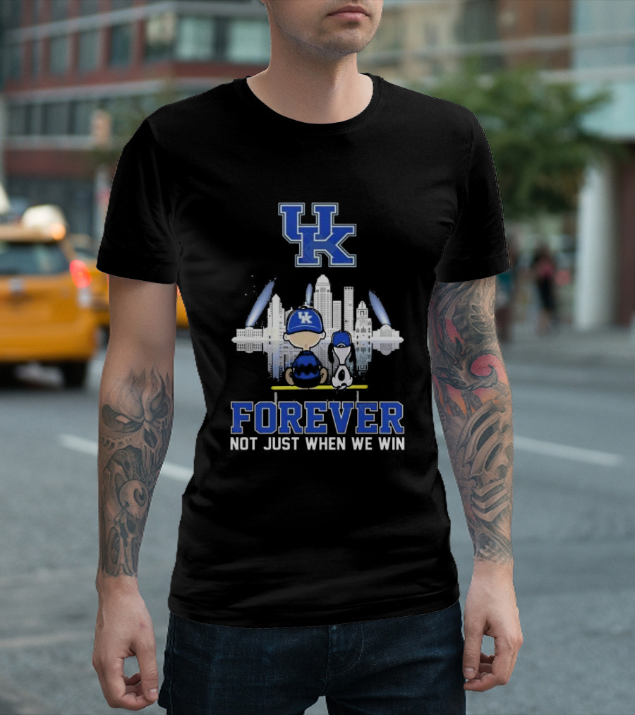 Snoopy and Charlie Brown Kentucky Wildcats UK Skyline Forever Not Just When We Win T-Shirt
