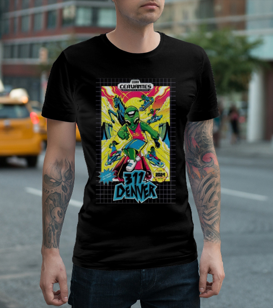 311 Denver Cervantes Masterpiece Ballroom June 30 2024 Alien Skateboarding T-Shirt